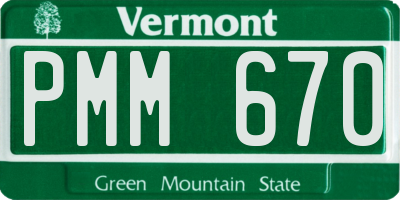 VT license plate PMM670