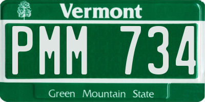 VT license plate PMM734