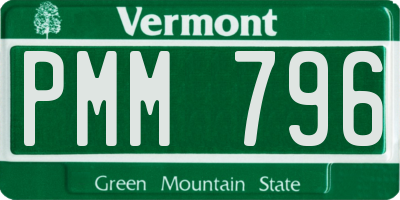 VT license plate PMM796