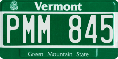 VT license plate PMM845