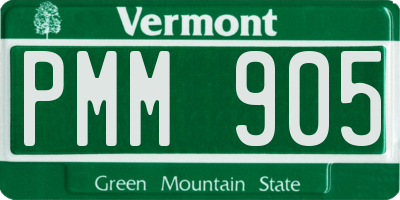 VT license plate PMM905