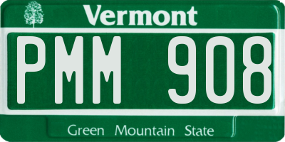 VT license plate PMM908