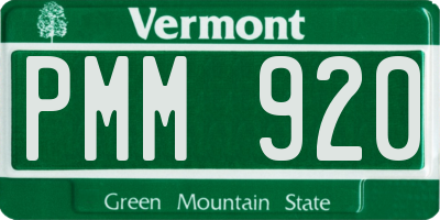 VT license plate PMM920