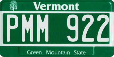 VT license plate PMM922
