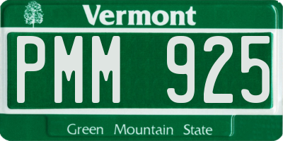 VT license plate PMM925