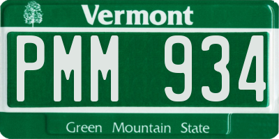 VT license plate PMM934