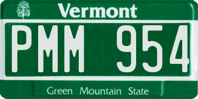 VT license plate PMM954