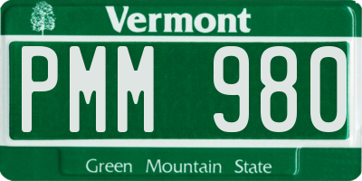 VT license plate PMM980