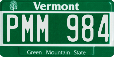 VT license plate PMM984
