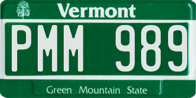 VT license plate PMM989