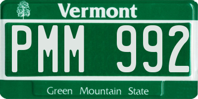 VT license plate PMM992