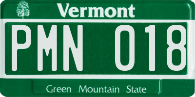 VT license plate PMN018