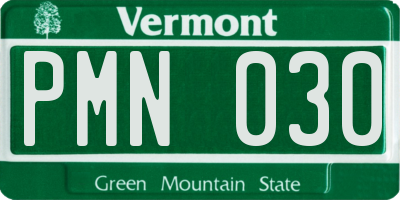 VT license plate PMN030