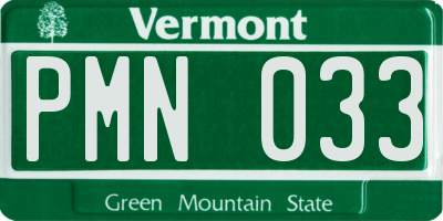 VT license plate PMN033