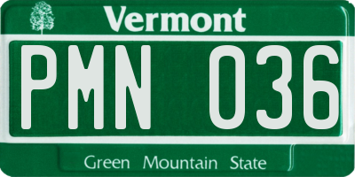 VT license plate PMN036