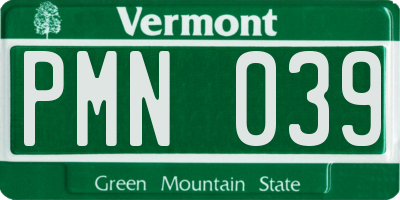 VT license plate PMN039