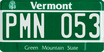 VT license plate PMN053