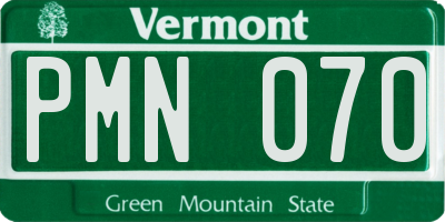 VT license plate PMN070