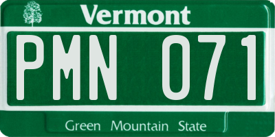 VT license plate PMN071