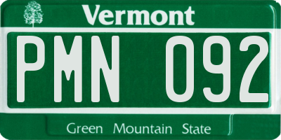 VT license plate PMN092