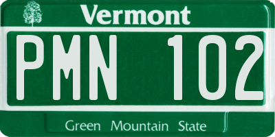 VT license plate PMN102