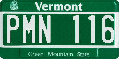VT license plate PMN116