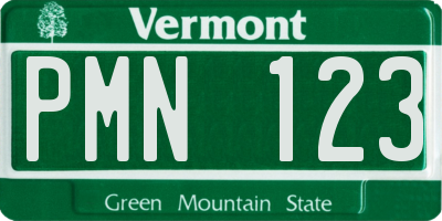 VT license plate PMN123