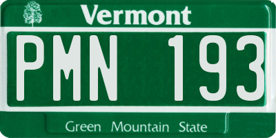 VT license plate PMN193