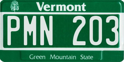 VT license plate PMN203