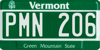 VT license plate PMN206