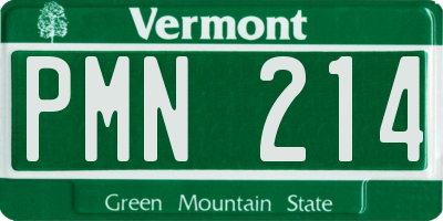 VT license plate PMN214