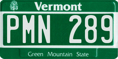 VT license plate PMN289
