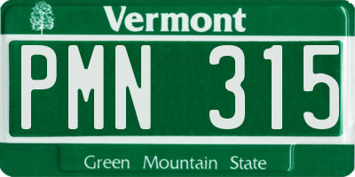 VT license plate PMN315