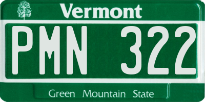 VT license plate PMN322