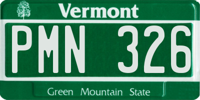 VT license plate PMN326