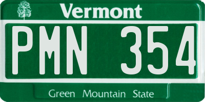 VT license plate PMN354