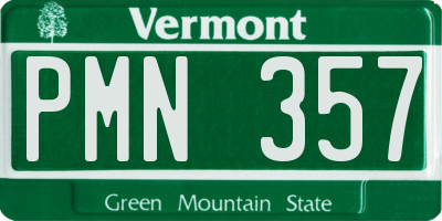 VT license plate PMN357