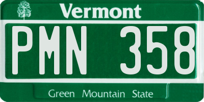 VT license plate PMN358