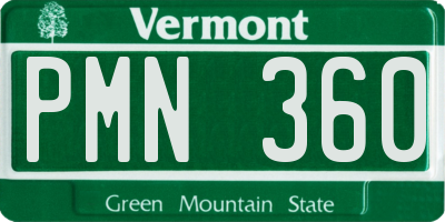 VT license plate PMN360
