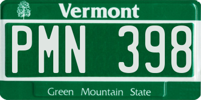 VT license plate PMN398