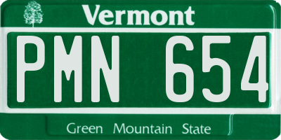 VT license plate PMN654