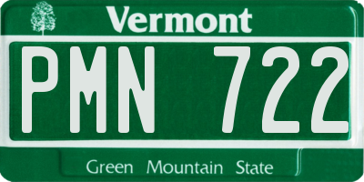 VT license plate PMN722