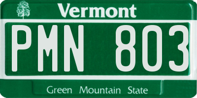 VT license plate PMN803