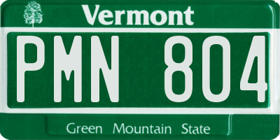 VT license plate PMN804