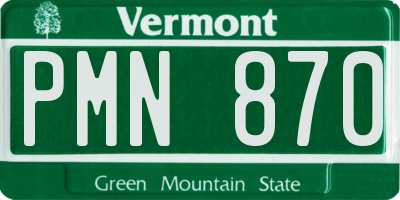 VT license plate PMN870