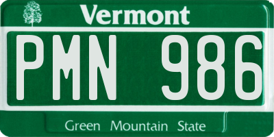 VT license plate PMN986