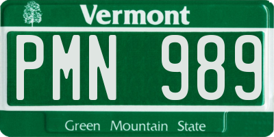 VT license plate PMN989