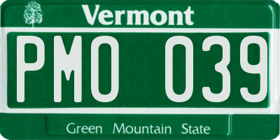 VT license plate PMO039