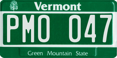 VT license plate PMO047