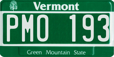 VT license plate PMO193